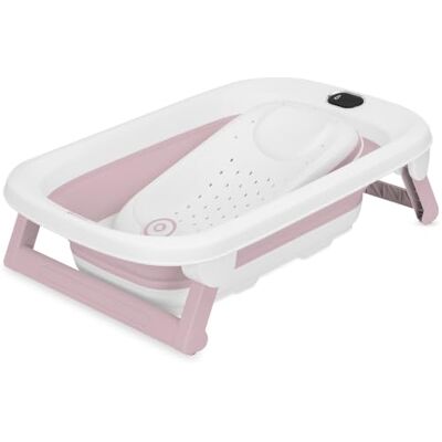Lionelo BabyBubble Faltbare Babybadewanne mit Thermometer und Badehilfe Flach faltbar auf 9 cm, ca. 40 l Volumen, Ablauf, perforierte faltbare Badehilfe, verdecktes Kabel des LCD-Thermometers Lionelo BabyBubble Faltbare Babybadewanne mit Thermometer und Badehilfe Flach faltbar auf 9 cm, ca. 40 l Volumen, Ablauf, perforierte faltbare Badehilfe, verdecktes Kabel des LCD-Thermometers