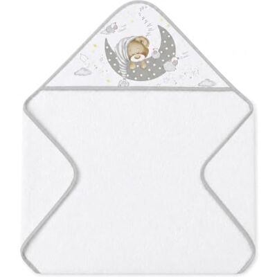 Interbaby Baby Kapuzenhandtuch 100x100 cm, Schlafbär, Weiß/Grau Kapuzenbadetuch 100x100 cm aus 400 g/m² Baumwollfrottee, Weich und Saugfähig Unisex Für Neugeborene und Babys Interbaby Baby Kapuzenhandtuch 100x100 cm, Schlafbär, Weiß/Grau Kapuzenbadetuch 100x100 cm aus 400 g/m² Baumwollfrottee, Weich und Saugfähig Unisex Für Neugeborene und Babys