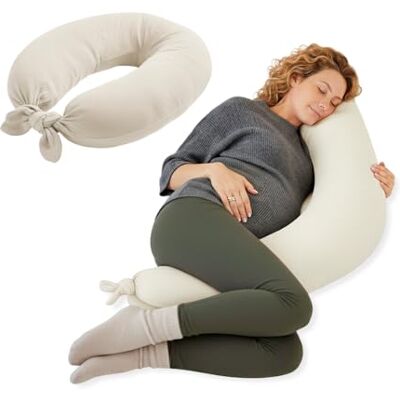 Jane Jané XXL Stillkissen und Schwangerschaftskissen, Kissen zum Schlafen und Entspannen, Bezug aus 100% Baumwoll-Musselin, Beige Jane Jané XXL Stillkissen und Schwangerschaftskissen, Kissen zum Schlafen und Entspannen, Bezug aus 100% Baumwoll-Musselin, Beige