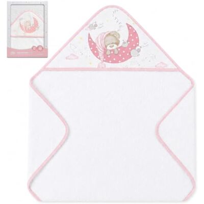 Interbaby Baby Kapuzenhandtuch 100x100 cm, Schlafbär, Weiß/Rosa Kapuzenbadetuch 100x100 cm aus 400 g/m² Baumwollfrottee, Weich und Saugfähig Unisex Für Neugeborene und Babys Interbaby Baby Kapuzenhandtuch 100x100 cm, Schlafbär, Weiß/Rosa Kapuzenbadetuch 100x100 cm aus 400 g/m² Baumwollfrottee, Weich und Saugfähig Unisex Für Neugeborene und Babys