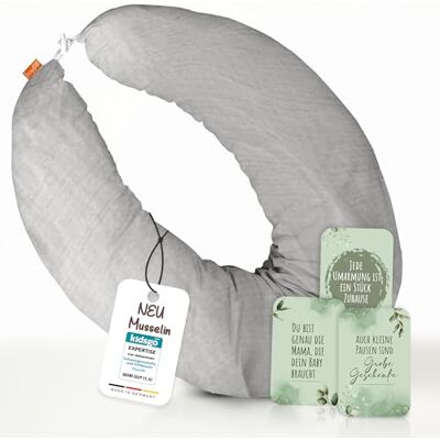 joyfill Stillkissen I Von Hebammen Getestet I XXL Schwangerschaftskissen & Seitenschläferkissen I Lagerungskissen Baby & Schlafkissen für Schwangere I Flüsterleise Füllung (Musselin Grau, 190 cm) joyfill Stillkissen I Von Hebammen Getestet I XXL Schwangerschaftskissen & Seitenschläferkissen I Lagerungskissen Baby & Schlafkissen für Schwangere I Flüsterleise Füllung (Musselin Grau, 190 cm)