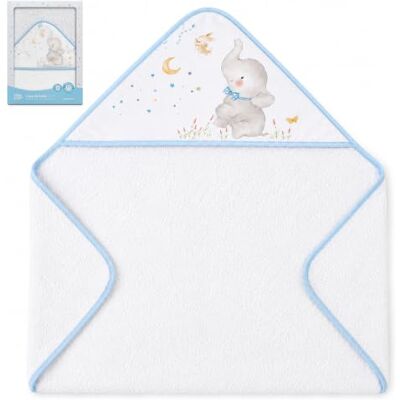 Interbaby Baby Kapuzenhandtuch 100x100 cm, Elefant, Weiß/Blau Kapuzenbadetuch 100x100 cm aus 400 g/m² Baumwollfrottee, Weich und Saugfähig Unisex Für Neugeborene und Babys Interbaby Baby Kapuzenhandtuch 100x100 cm, Elefant, Weiß/Blau Kapuzenbadetuch 100x100 cm aus 400 g/m² Baumwollfrottee, Weich und Saugfähig Unisex Für Neugeborene und Babys