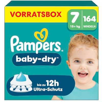 Pampers Baby-Dry Größe 7, 164 Windeln, 15kg+ Pampers Baby-Dry Größe 7, 164 Windeln, 15kg+