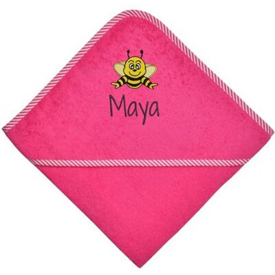 Wolimbo Kapuzenhandtuch personalisiert mit Namen und Motiv pink 100x100 cm für Baby und Kinder Wolimbo Kapuzenhandtuch personalisiert mit Namen und Motiv pink 100x100 cm für Baby und Kinder