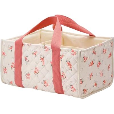 Generic Blumen-Windel-Caddy-Organizer mit Griff, stilvoller Kinderzimmer-Aufbewahrungskorb mit Abnehmbarer Trennwand, Geschenkkorb für Babypartys und Mädchen (Rosa Blüte) Generic Blumen-Windel-Caddy-Organizer mit Griff, stilvoller Kinderzimmer-Aufbewahrungskorb mit Abnehmbarer Trennwand, Geschenkkorb für Babypartys und Mädchen (Rosa Blüte)