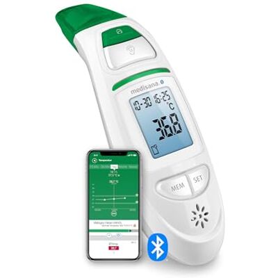 Medisana TM 750 connect digitales 6in1 Fieberthermometer Ohrthermometer für Baby, Kinder und Erwachsene, Stirnthermometer mit visuellem Fieberalarm, Speicherfunktion und Bluetooth Medisana TM 750 connect digitales 6in1 Fieberthermometer Ohrthermometer für Baby, Kinder und Erwachsene, Stirnthermometer mit visuellem Fieberalarm, Speicherfunktion und Bluetooth