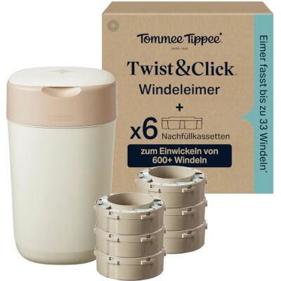 Tommee Tippee Twist & Click Windeleimer + 6 10.5m Nachfüllkassetten Set Tommee Tippee Twist & Click Windeleimer + 6 10.5m Nachfüllkassetten Set