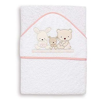 Interbaby 01080-12 Baby Kapuzenbadetuch LOVE, weiss e rosa, Rosa Interbaby 01080-12 Baby Kapuzenbadetuch LOVE, weiss e rosa, Rosa