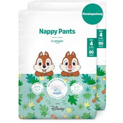 Amazon Disney – Windelhosen – Größe 4 (9kg–15kg) – 160 Stück (2 Packungen mit 80 Stück) Amazon Disney – Windelhosen – Größe 4 (9kg–15kg) – 160 Stück (2 Packungen mit 80 Stück)