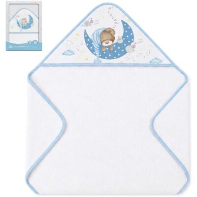 Interbaby Baby Kapuzenhandtuch 100x100 cm, Schlafbär, Weiß/Blau Kapuzenbadetuch 100x100 cm aus 400 g/m² Baumwollfrottee, Weich und Saugfähig Unisex Für Neugeborene und Babys Interbaby Baby Kapuzenhandtuch 100x100 cm, Schlafbär, Weiß/Blau Kapuzenbadetuch 100x100 cm aus 400 g/m² Baumwollfrottee, Weich und Saugfähig Unisex Für Neugeborene und Babys