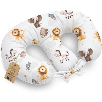 Totsy Baby XXL Stillkissen für Zwillinge in Halbmond-Form 90x50 cm formstabil Zwillingsstillkissen formstabil mit Baumwollbezug abnehmbar für Neugeborene Breastfeeding Pillow Twins mit Gurten Safaritiere Totsy Baby XXL Stillkissen für Zwillinge in Halbmond-Form 90x50 cm formstabil Zwillingsstillkissen formstabil mit Baumwollbezug abnehmbar für Neugeborene Breastfeeding Pillow Twins mit Gurten Safaritiere
