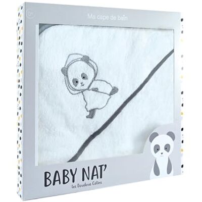 Baby Nat BN6060 Kapuzenhandtuch für Babys, Panda, 80 x 80 cm, mit Kapuze, saugfähig, mit Kapuze, Bestickt, Panda, Geschenk zur Geburt Baby Nat BN6060 Kapuzenhandtuch für Babys, Panda, 80 x 80 cm, mit Kapuze, saugfähig, mit Kapuze, Bestickt, Panda, Geschenk zur Geburt