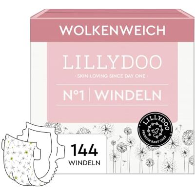 LILLYDOO hautfreundliche Windeln, Monatsbox, Größe 1 (2+ kg), 114 Stück Sicherer Auslaufschutz, Weich, Ohne Parfüme & Lotionen für empfindliche Haut, Dermatologisch getestet LILLYDOO hautfreundliche Windeln, Monatsbox, Größe 1 (2+ kg), 114 Stück Sicherer Auslaufschutz, Weich, Ohne Parfüme & Lotionen für empfindliche Haut, Dermatologisch getestet