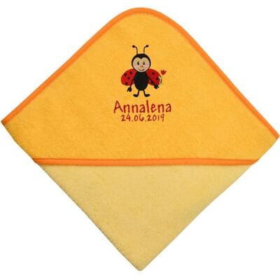 Wolimbo Kapuzenhandtuch personalisiert mit Namen und Motiv gelb 100x100 cm für Baby und Kinder Wolimbo Kapuzenhandtuch personalisiert mit Namen und Motiv gelb 100x100 cm für Baby und Kinder