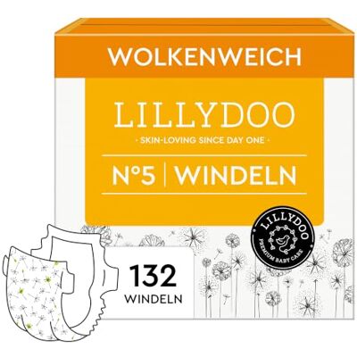 LILLYDOO hautfreundliche Windeln, Monatsbox, Größe 5 (13+ kg), 132 Stück Sicherer Auslaufschutz, Weich, Ohne Parfüme & Lotionen für empfindliche Haut, Dermatologisch getestet LILLYDOO hautfreundliche Windeln, Monatsbox, Größe 5 (13+ kg), 132 Stück Sicherer Auslaufschutz, Weich, Ohne Parfüme & Lotionen für empfindliche Haut, Dermatologisch getestet