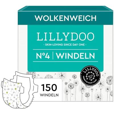 LILLYDOO hautfreundliche Windeln, Monatsbox, Größe 4 (9+ kg), 150 Stück Sicherer Auslaufschutz, Weich, Ohne Parfüme & Lotionen für empfindliche Haut, Dermatologisch getestet LILLYDOO hautfreundliche Windeln, Monatsbox, Größe 4 (9+ kg), 150 Stück Sicherer Auslaufschutz, Weich, Ohne Parfüme & Lotionen für empfindliche Haut, Dermatologisch getestet