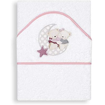 Interbaby 01145-12 Baby Kapuzenbadetuch OSITO AMOROSO, weiss e rosa, Rosa Interbaby 01145-12 Baby Kapuzenbadetuch OSITO AMOROSO, weiss e rosa, Rosa