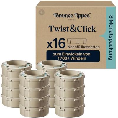 Tommee Tippee Twist & Click Advanced Windeleimer Original-Nachfüllkassetten, Exklusivpackung mit 16, je 10,5 Meter, einfaches, preiswertes Nachfüllen, 16 X 10,5 m (Packung kann variieren) Tommee Tippee Twist & Click Advanced Windeleimer Original-Nachfüllkassetten, Exklusivpackung mit 16, je 10,5 Meter, einfaches, preiswertes Nachfüllen, 16 X 10,5 m (Packung kann variieren)