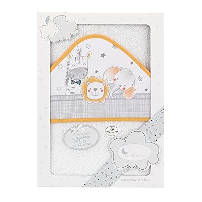 Interbaby 01229-72 Baby Kapuzenbadetuch ANIMALITOS weiß und orange, Orange Interbaby 01229-72 Baby Kapuzenbadetuch ANIMALITOS weiß und orange, Orange