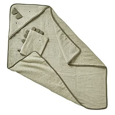 Vertbaudet Kapuzenbadetuch & Waschhandschuh,Kleiner Dino Oeko Tex® grün 100X100 Vertbaudet Kapuzenbadetuch & Waschhandschuh,Kleiner Dino Oeko Tex® grün 100X100
