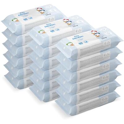 Amazon Disney Pure Babyfeuchttücher, 100% Pflanzliche Fasern, 99% Wasser, 1080 Tücher, Unparfümiert, 18 Packungen à 60 Stück Amazon Disney Pure Babyfeuchttücher, 100% Pflanzliche Fasern, 99% Wasser, 1080 Tücher, Unparfümiert, 18 Packungen à 60 Stück