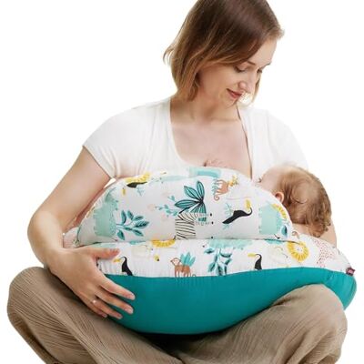 Momcozy Stillkissen mit Sicherheitsumrandung – Ergonomisches Still- und Lagerungskissen mit verstellbarem Gurt & abnehmbarem Baumwollbezug,Tier und Wald Momcozy Stillkissen mit Sicherheitsumrandung – Ergonomisches Still- und Lagerungskissen mit verstellbarem Gurt & abnehmbarem Baumwollbezug,Tier und Wald