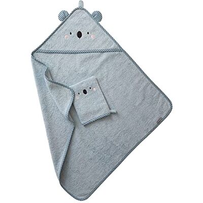 Vertbaudet Kapuzenbadetuch, bestickt, Tiere, Baby, Frottee, blau, 86 Vertbaudet Kapuzenbadetuch, bestickt, Tiere, Baby, Frottee, blau, 86