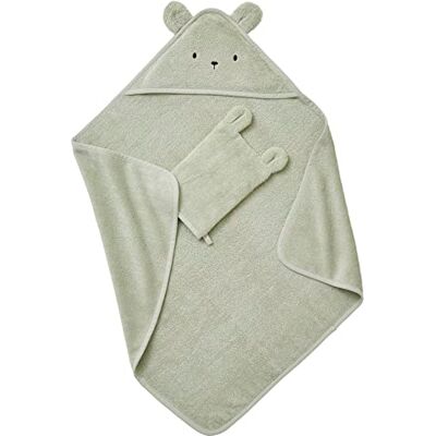 Vertbaudet Kapuzenbadetuch + Waschlappen, Bio-Baumwolle, Mandel, 100 x 100 cm Vertbaudet Kapuzenbadetuch + Waschlappen, Bio-Baumwolle, Mandel, 100 x 100 cm