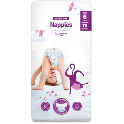 Amazon Ultra Dry Windeln Größe 6 (15+ kg), Weiß, 70 Stück (1-er Pack) (Früher Unter Der Marke Mama Bear, Identisches Produkt) Amazon Ultra Dry Windeln Größe 6 (15+ kg), Weiß, 70 Stück (1-er Pack) (Früher Unter Der Marke Mama Bear, Identisches Produkt)