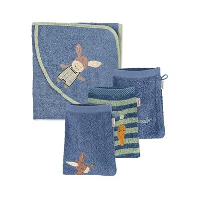 Sterntaler Multipack Frottee Esel Emmilius Set, Kapuzenbadetuch 100x100 cm und 3 Waschlappen, saugfähige Baumwolle, weich & hautfreundlich, mittelblau Sterntaler Multipack Frottee Esel Emmilius Set, Kapuzenbadetuch 100x100 cm und 3 Waschlappen, saugfähige Baumwolle, weich & hautfreundlich, mittelblau