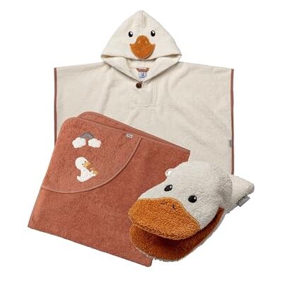 Sterntaler Multipack Frottee Ente Edda Set, Badeponcho, Kapuzenbadetuch 100x100 cm und Waschhandschuh in Entenform, saugfähige Baumwolle, weich & hautfreundlich Sterntaler Multipack Frottee Ente Edda Set, Badeponcho, Kapuzenbadetuch 100x100 cm und Waschhandschuh in Entenform, saugfähige Baumwolle, weich & hautfreundlich
