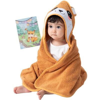 corimori Süßes Baby Handtuch, Kapuzenhandtuch für Kleinkinder mit Grußkarte, Geschenk-Set Faye der Fuchs, 75 x75 cm, Orange corimori Süßes Baby Handtuch, Kapuzenhandtuch für Kleinkinder mit Grußkarte, Geschenk-Set Faye der Fuchs, 75 x75 cm, Orange