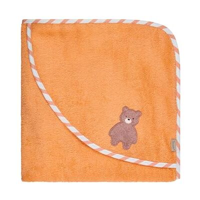 Sterntaler Kapuzenbadetuch Bär Bo, Baby-Badetuch mit Kapuze, saugfähige Baumwolle, süße Applikation, weich und pflegeleicht, 80×80×0,5 cm, leuchtorange Sterntaler Kapuzenbadetuch Bär Bo, Baby-Badetuch mit Kapuze, saugfähige Baumwolle, süße Applikation, weich und pflegeleicht, 80×80×0,5 cm, leuchtorange