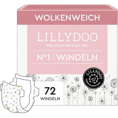 LILLYDOO hautfreundliche Windeln, Halbmonatsbox, Größe 1 (2+ kg), 72 Stück Sicherer Auslaufschutz, Weich, Ohne Parfüme & Lotionen für empfindliche Haut, Dermatologisch getestet LILLYDOO hautfreundliche Windeln, Halbmonatsbox, Größe 1 (2+ kg), 72 Stück Sicherer Auslaufschutz, Weich, Ohne Parfüme & Lotionen für empfindliche Haut, Dermatologisch getestet