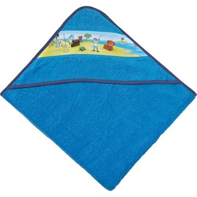 Erwin Müller Kinder-Kapuzenbadetuch, Kapuzenhandtuch Frottier blau Größe 140x140 cm mit Piratenmotiv auf Bordüre, 100% Baumwolle Erwin Müller Kinder-Kapuzenbadetuch, Kapuzenhandtuch Frottier blau Größe 140x140 cm mit Piratenmotiv auf Bordüre, 100% Baumwolle