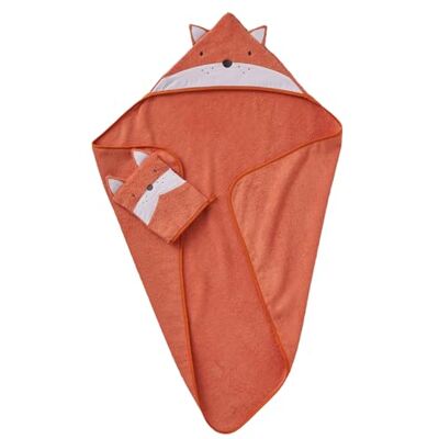 Vertbaudet Set aus Badetuch und Waschhandschuh,Fuchs orange/Fuchs 100X100 Vertbaudet Set aus Badetuch und Waschhandschuh,Fuchs orange/Fuchs 100X100