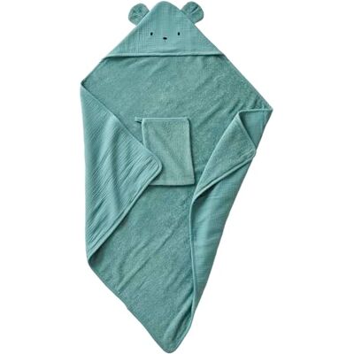 Vertbaudet Bio-Kollektion: Kapuzenbadetuch & Waschhandschuh, Oeko-Tex® grün 100X100 Vertbaudet Bio-Kollektion: Kapuzenbadetuch & Waschhandschuh, Oeko-Tex® grün 100X100