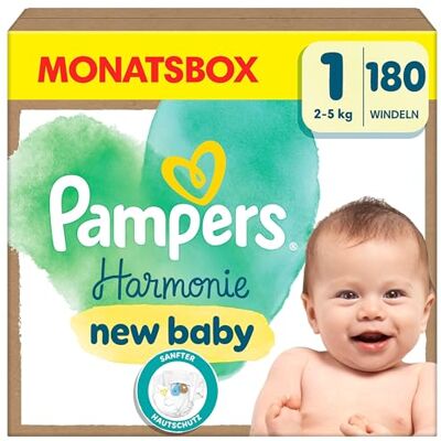 Pampers Harmonie Windeln Größe 1, 180 Windeln, 2kg-5kg, sanfter Hautschutz mit 100Prozent Schutz Pampers Harmonie Windeln Größe 1, 180 Windeln, 2kg-5kg, sanfter Hautschutz mit 100Prozent Schutz