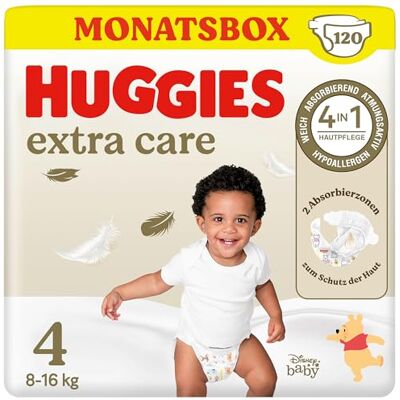 HUGGIES Baby-Windeln Extra Care Disney-Design, Größe 4, 120 Windeln (2x60) HUGGIES Baby-Windeln Extra Care Disney-Design, Größe 4, 120 Windeln (2x60)
