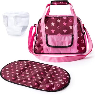 Bayer 69023AA Wickeltasche für Puppen, Winkelunterlage, Stoffwindel, Puppenzubehör, Tasche, Bordeaux Bayer 69023AA Wickeltasche für Puppen, Winkelunterlage, Stoffwindel, Puppenzubehör, Tasche, Bordeaux