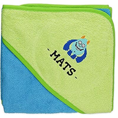 Wolimbo Kapuzenhandtuch personalisiert mit Namen und Motiv türkis-grün 100x100 cm für Baby und Kinder Wolimbo Kapuzenhandtuch personalisiert mit Namen und Motiv türkis-grün 100x100 cm für Baby und Kinder
