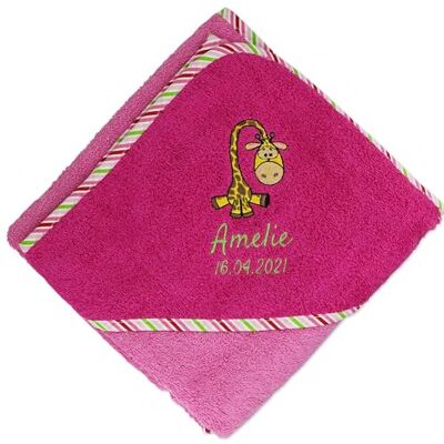 Wolimbo Kapuzenhandtuch personalisiert mit Namen und Motiv Beere-Orchidee 100x100 cm für Baby und Kinder Wolimbo Kapuzenhandtuch personalisiert mit Namen und Motiv Beere-Orchidee 100x100 cm für Baby und Kinder