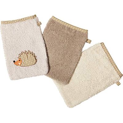 Erwin Müller Walk-Frottier Kinder-Waschhandschuh mit Igel-Motiv, 3er-Pack Natur Größe 15x21 cm kuschelig weich, besonders schnell trocknend und saugstark Erwin Müller Walk-Frottier Kinder-Waschhandschuh mit Igel-Motiv, 3er-Pack Natur Größe 15x21 cm kuschelig weich, besonders schnell trocknend und saugstark