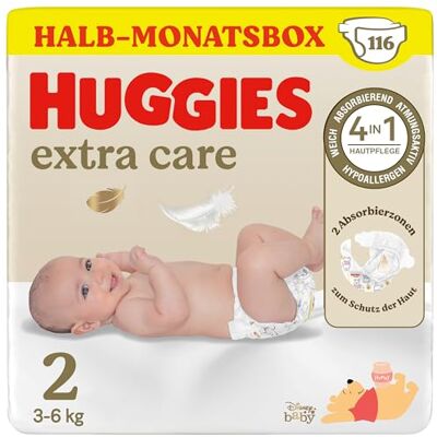 HUGGIES Baby-Windeln für Neugeborene Newborn Größe 2, 116 Windeln (2x58) HUGGIES Baby-Windeln für Neugeborene Newborn Größe 2, 116 Windeln (2x58)
