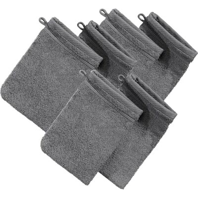 Erwin Müller Waschhandschuh Heidelberg 6er- Pack, 100% Baumwolle anthrazit Größe 15x21 cm weiche Qualität, saugstark und strapazierfähig praktisch durch Schlaufe Erwin Müller Waschhandschuh Heidelberg 6er- Pack, 100% Baumwolle anthrazit Größe 15x21 cm weiche Qualität, saugstark und strapazierfähig praktisch durch Schlaufe