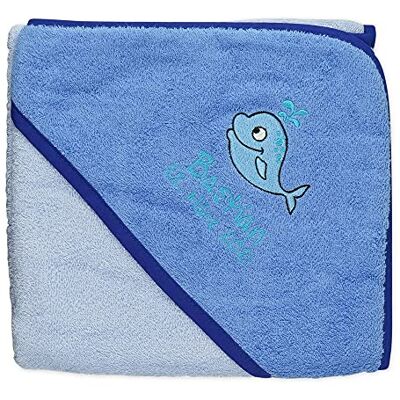 Wolimbo Kapuzenhandtuch personalisiert mit Namen und Motiv blau 140x140 cm für Baby und Kinder Wolimbo Kapuzenhandtuch personalisiert mit Namen und Motiv blau 140x140 cm für Baby und Kinder