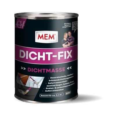 MEM Dicht-Fix, Für alle üblichen Untergründe, Zur Abdichtung von Undichtigkeiten und kleineren Leckstellen, Einfache Anwendung, Gebrauchsfertig, UV-beständig, 375 ml, Grau MEM Dicht-Fix, Für alle üblichen Untergründe, Zur Abdichtung von Undichtigkeiten und kleineren Leckstellen, Einfache Anwendung, Gebrauchsfertig, UV-beständig, 375 ml, Grau