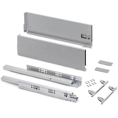 Emuca Schubladen-Kit für Küche und Bad mit 3D-Regelung, Höhe 178mm, Tiefe 400mm, 40 Kg, sanftes Schließen, Panels nicht enthalten, Stahl, Grau Emuca Schubladen-Kit für Küche und Bad mit 3D-Regelung, Höhe 178mm, Tiefe 400mm, 40 Kg, sanftes Schließen, Panels nicht enthalten, Stahl, Grau