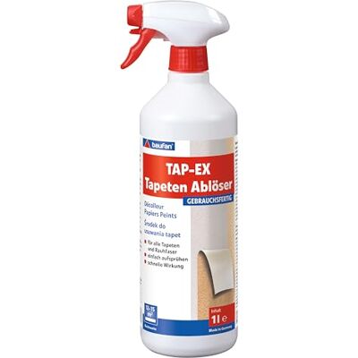 Baufan TAP-EX Tapetenablöser 1L Hochwirksamer Tapetenlöser für alle Tapeten und Rauhfaser, Lösemittelfreier Tapetenentferner mit starken Lösungseigenschaften Baufan TAP-EX Tapetenablöser 1L Hochwirksamer Tapetenlöser für alle Tapeten und Rauhfaser, Lösemittelfreier Tapetenentferner mit starken Lösungseigenschaften