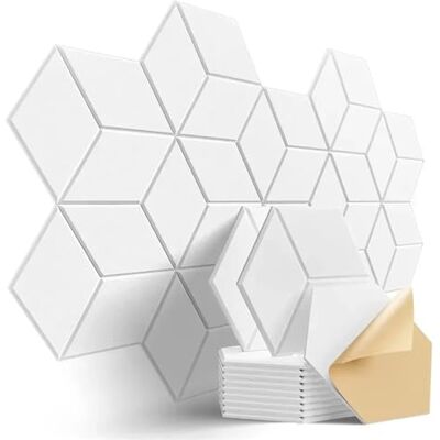MKYYIOED Hexagon Akustik Paneele 12-teiliger selbstklebender Schallschutz Mit Schaumstoff ausgekleidetes Y-Design, um Geräusche zu absorbieren und Echos zu eliminieren(Y-Cut Hexagon White) MKYYIOED Hexagon Akustik Paneele 12-teiliger selbstklebender Schallschutz Mit Schaumstoff ausgekleidetes Y-Design, um Geräusche zu absorbieren und Echos zu eliminieren(Y-Cut Hexagon White)